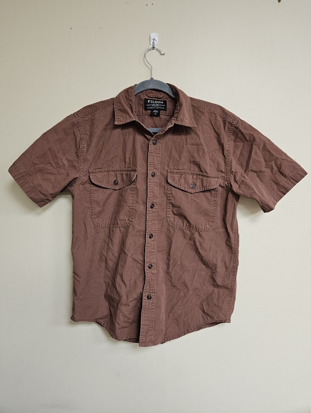 Filson Short Sleeve Field Shirt Button Down Red Clay Top Size XS
